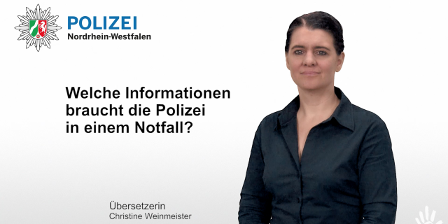 Gebärdenvideo - Welche Informationen braucht die Polizei in einem Notfall?