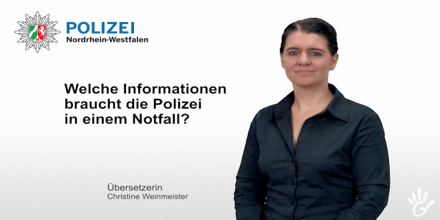 Gebärdenvideo - Welche Informationen braucht die Polizei in einem Notfall?