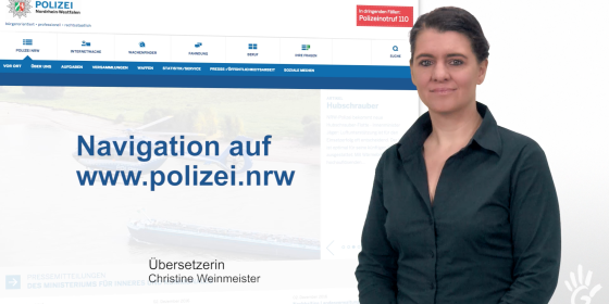 Gebärdenvideo - Navigation auf www.polizei.nrw